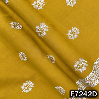 Thread Embroidered Muslin Silk Fabric - F7242