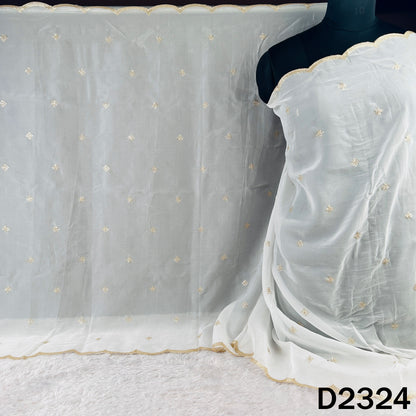 Dyeable Zari Sequins Work Organza Dupatta - D2324