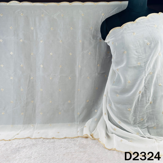 Dyeable Zari Sequins Work Organza Dupatta - D2324