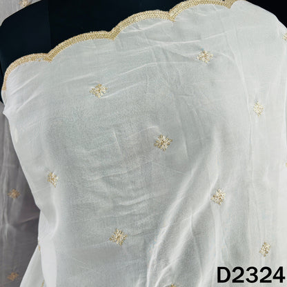 Dyeable Zari Sequins Work Organza Dupatta - D2324