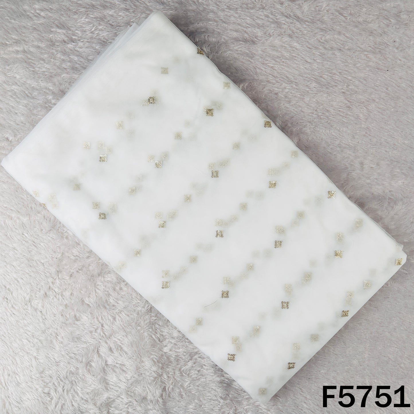 Dyeable Zari Sequins Work Net Fabric - F5751