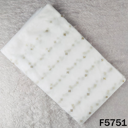 Dyeable Zari Sequins Work Net Fabric - F5751