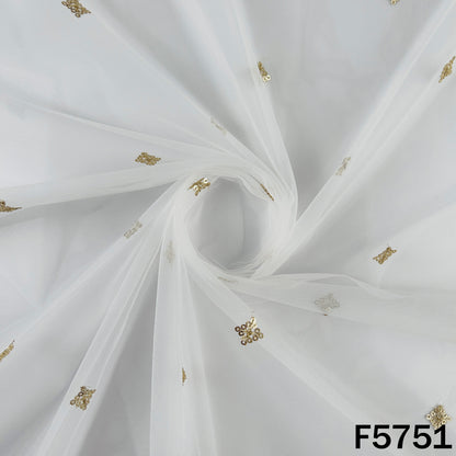 Dyeable Zari Sequins Work Net Fabric - F5751