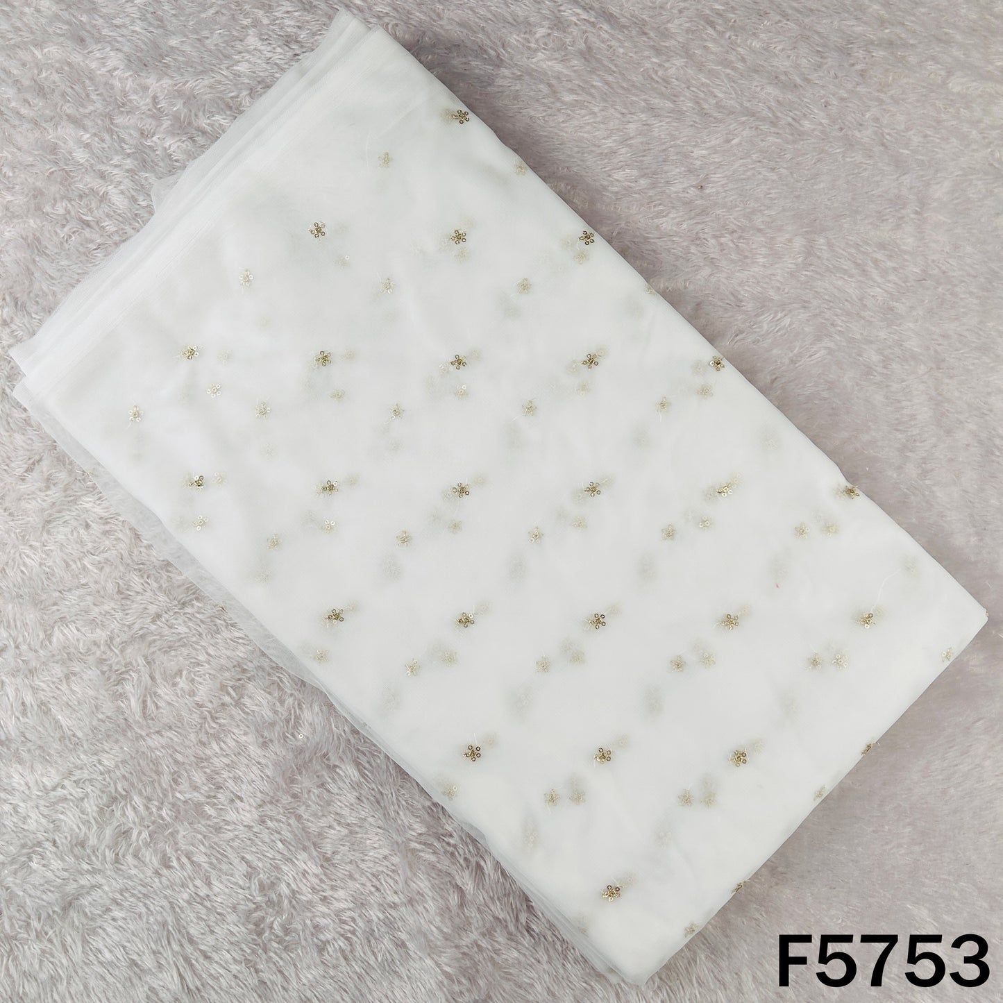 Dyeable Zari Sequins Work Net Fabric - F5753