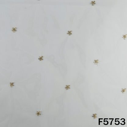 Dyeable Zari Sequins Work Net Fabric - F5753