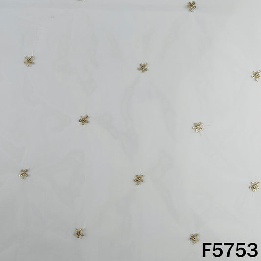 Dyeable Zari Sequins Work Net Fabric - F5753