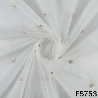 Dyeable Zari Sequins Work Net Fabric - F5753