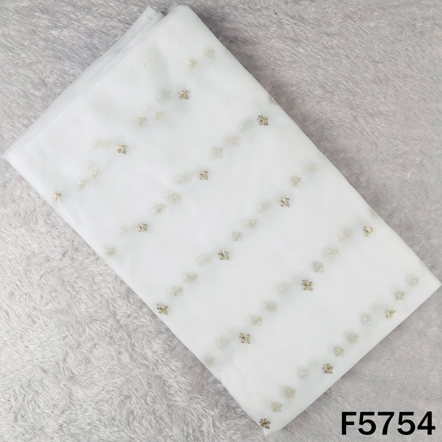 Dyeable Zari Sequins Work Net Fabric - F5754