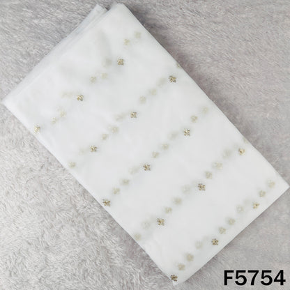 Dyeable Zari Sequins Work Net Fabric - F5754