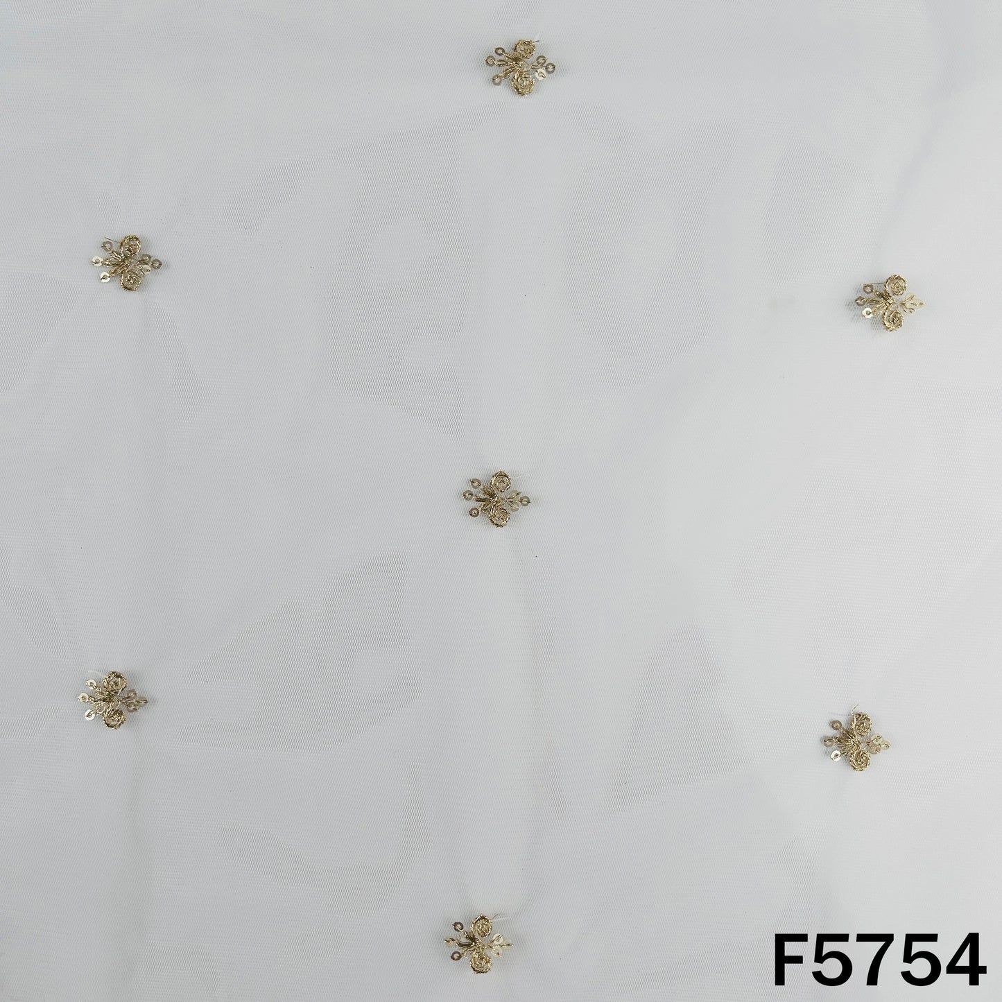 Dyeable Zari Sequins Work Net Fabric - F5754