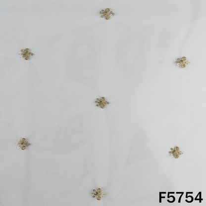 Dyeable Zari Sequins Work Net Fabric - F5754