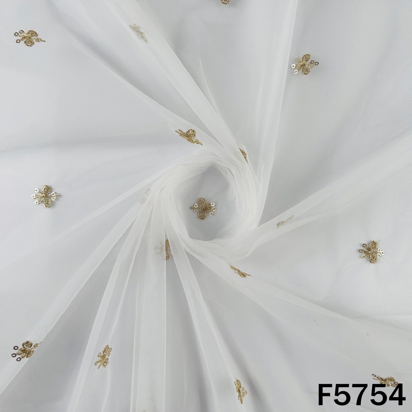 Dyeable Zari Sequins Work Net Fabric - F5754