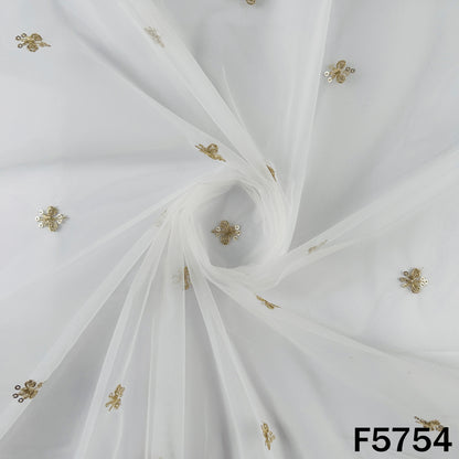 Dyeable Zari Sequins Work Net Fabric - F5754