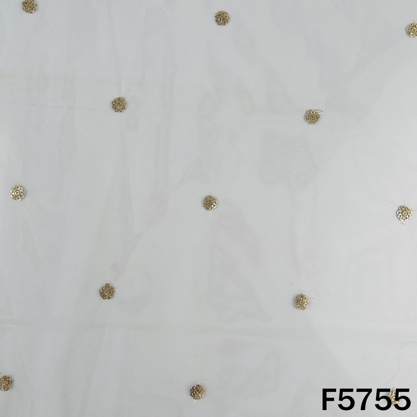 Dyeable Zari Sequins Work Net Fabric - F5755