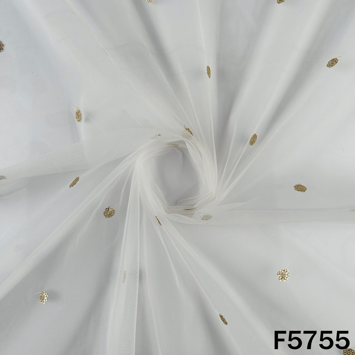 Dyeable Zari Sequins Work Net Fabric - F5755