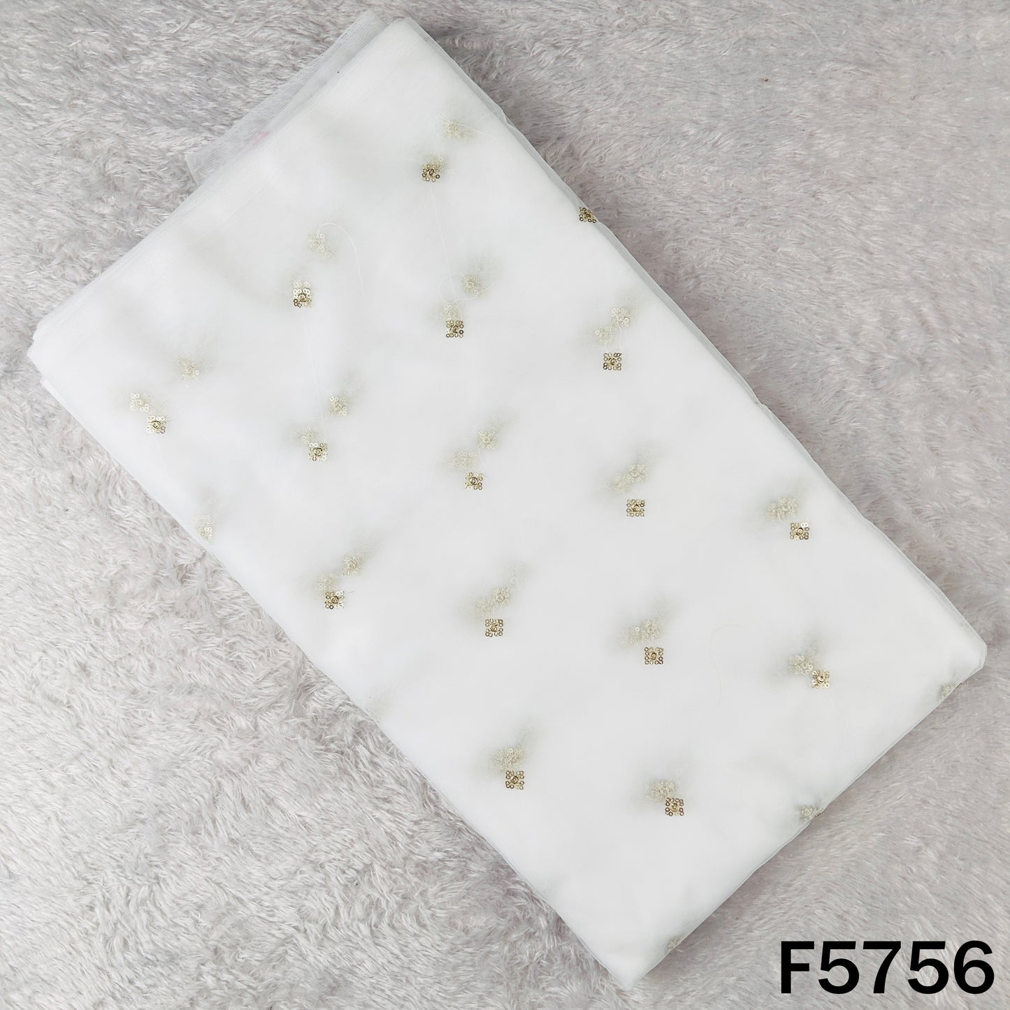 Dyeable Zari Sequins Work Net Fabric - F5756