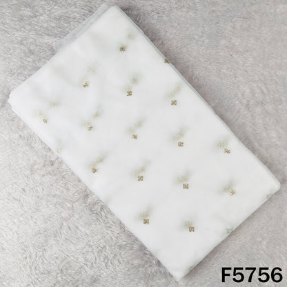 Dyeable Zari Sequins Work Net Fabric - F5756