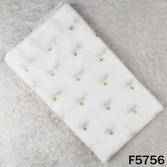 Dyeable Zari Sequins Work Net Fabric - F5756