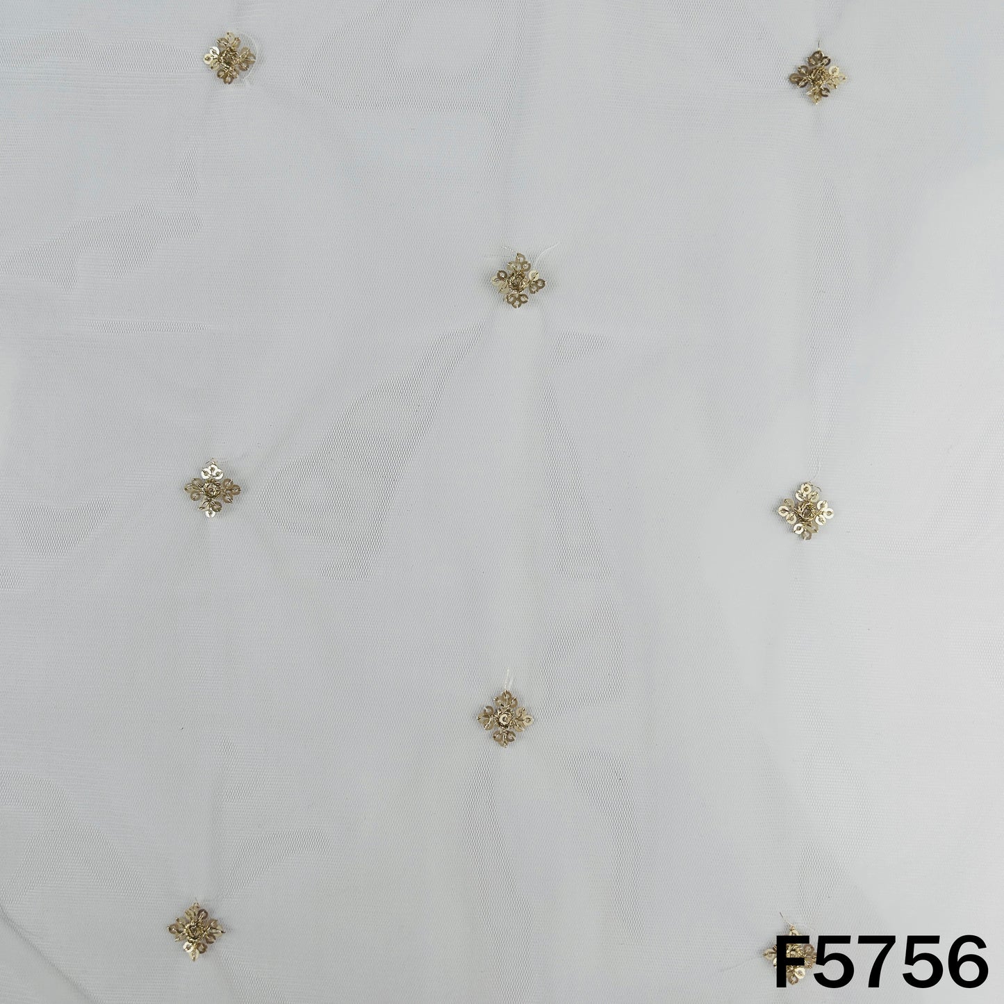 Dyeable Zari Sequins Work Net Fabric - F5756
