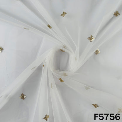 Dyeable Zari Sequins Work Net Fabric - F5756
