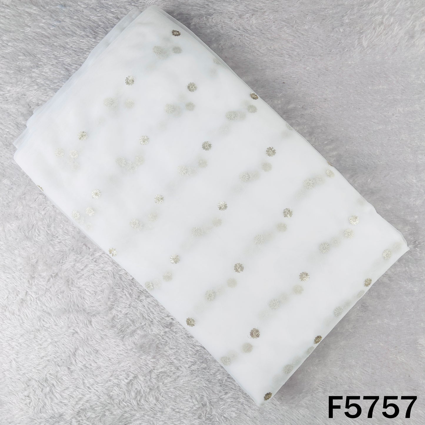 Dyeable Zari Sequins Work Net Fabric - F5757