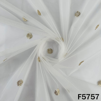 Dyeable Zari Sequins Work Net Fabric - F5757