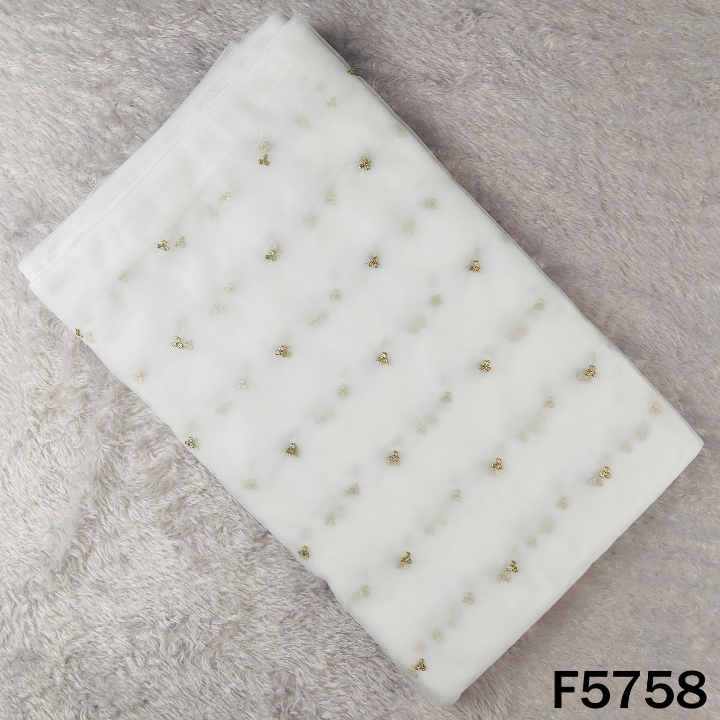 Dyeable Zari Sequins Work Net Fabric - F5758