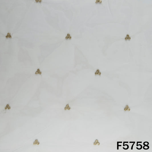 Dyeable Zari Sequins Work Net Fabric - F5758