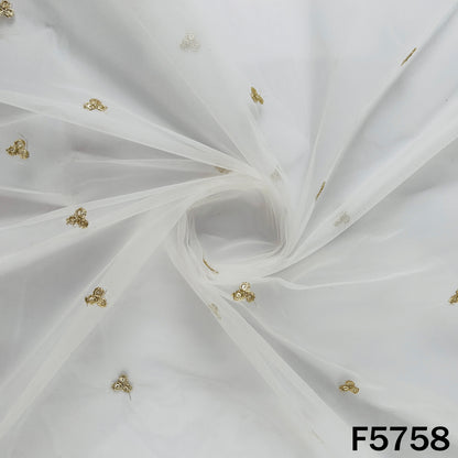 Dyeable Zari Sequins Work Net Fabric - F5758