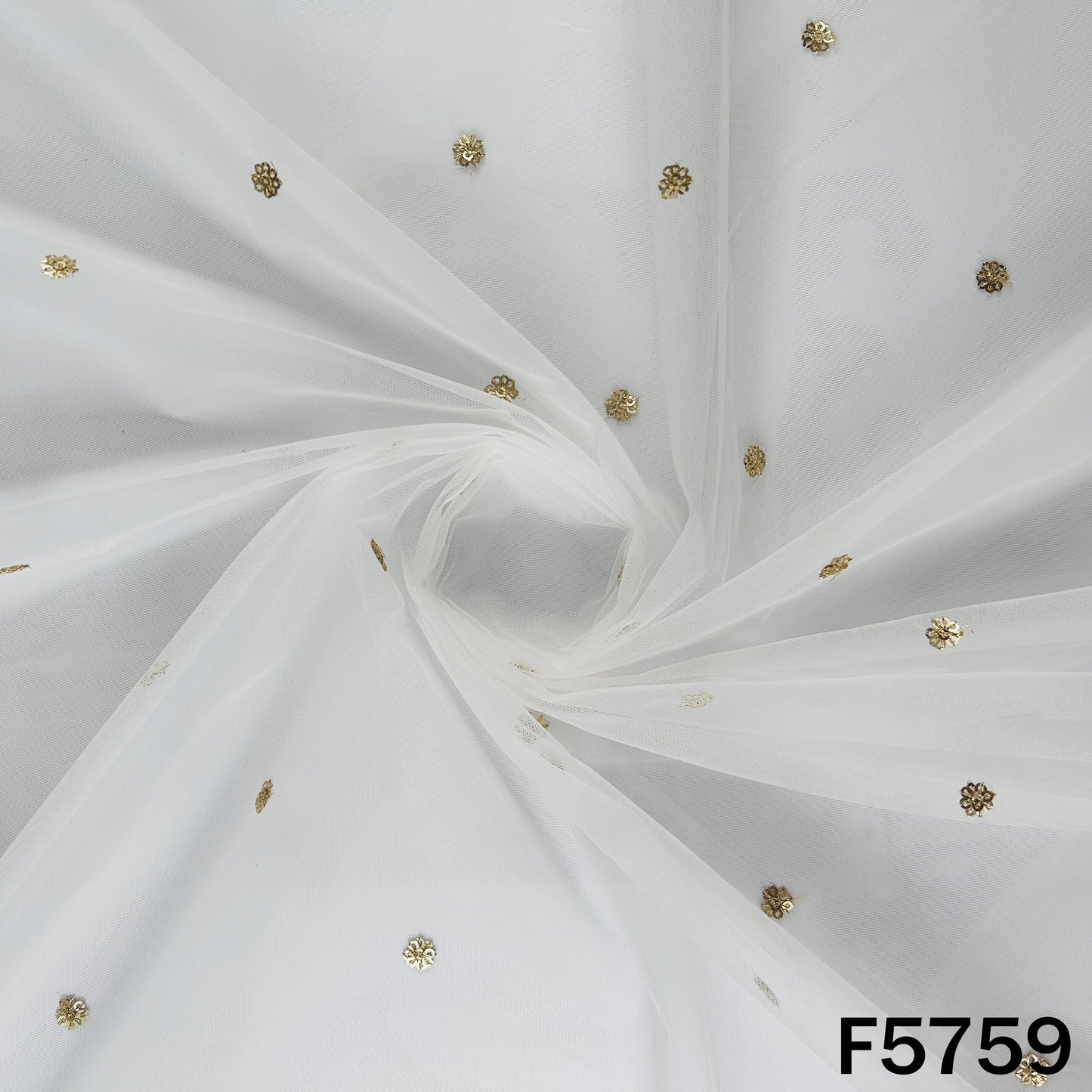 Dyeable Zari Sequins Work Net Fabric -  F5759