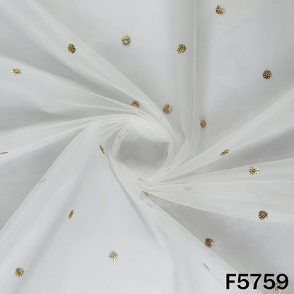 Dyeable Zari Sequins Work Net Fabric -  F5759