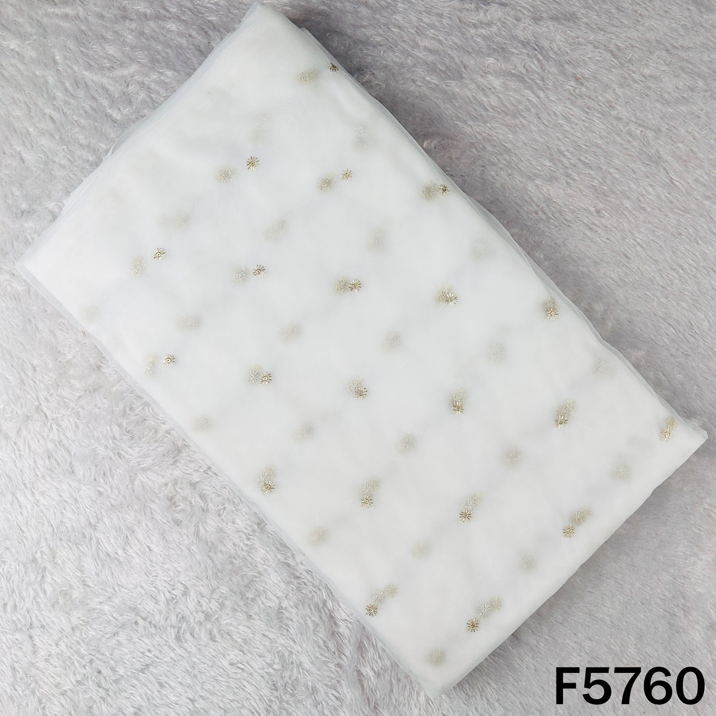 Dyeable Zari Sequins Work Net Fabric - F5760