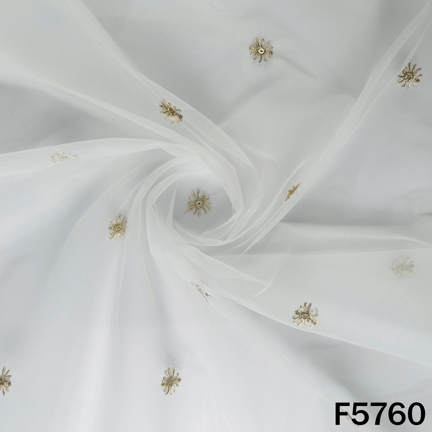 Dyeable Zari Sequins Work Net Fabric - F5760