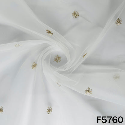 Dyeable Zari Sequins Work Net Fabric - F5760