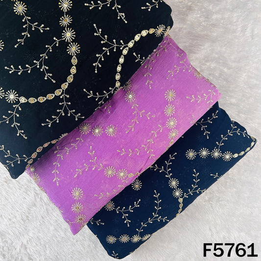 Zari Sequins Embroidered Organza Fabric - F5761