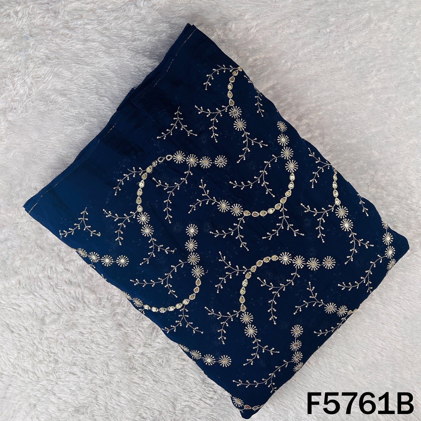 Zari Sequins Embroidered Organza Fabric - F5761