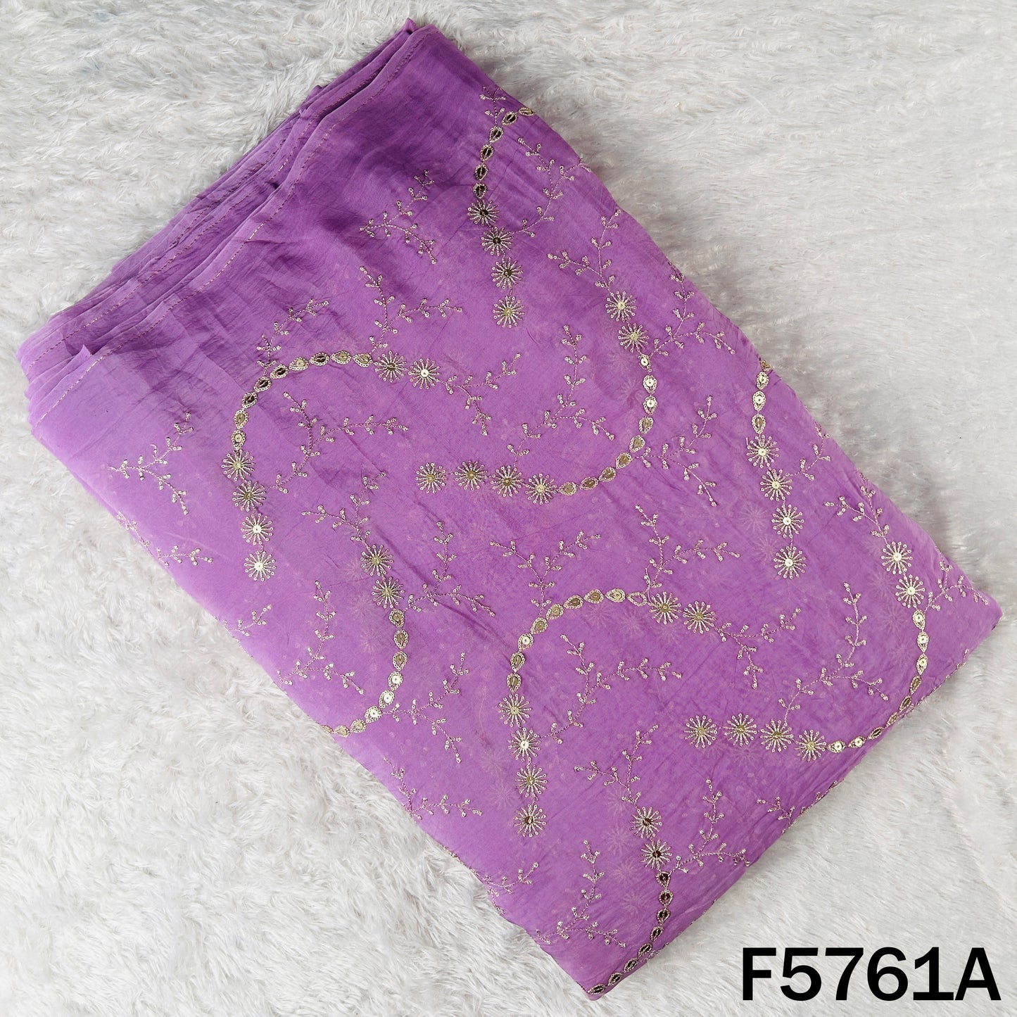 Zari Sequins Embroidered Organza Fabric - F5761
