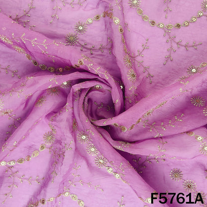 Zari Sequins Embroidered Organza Fabric - F5761