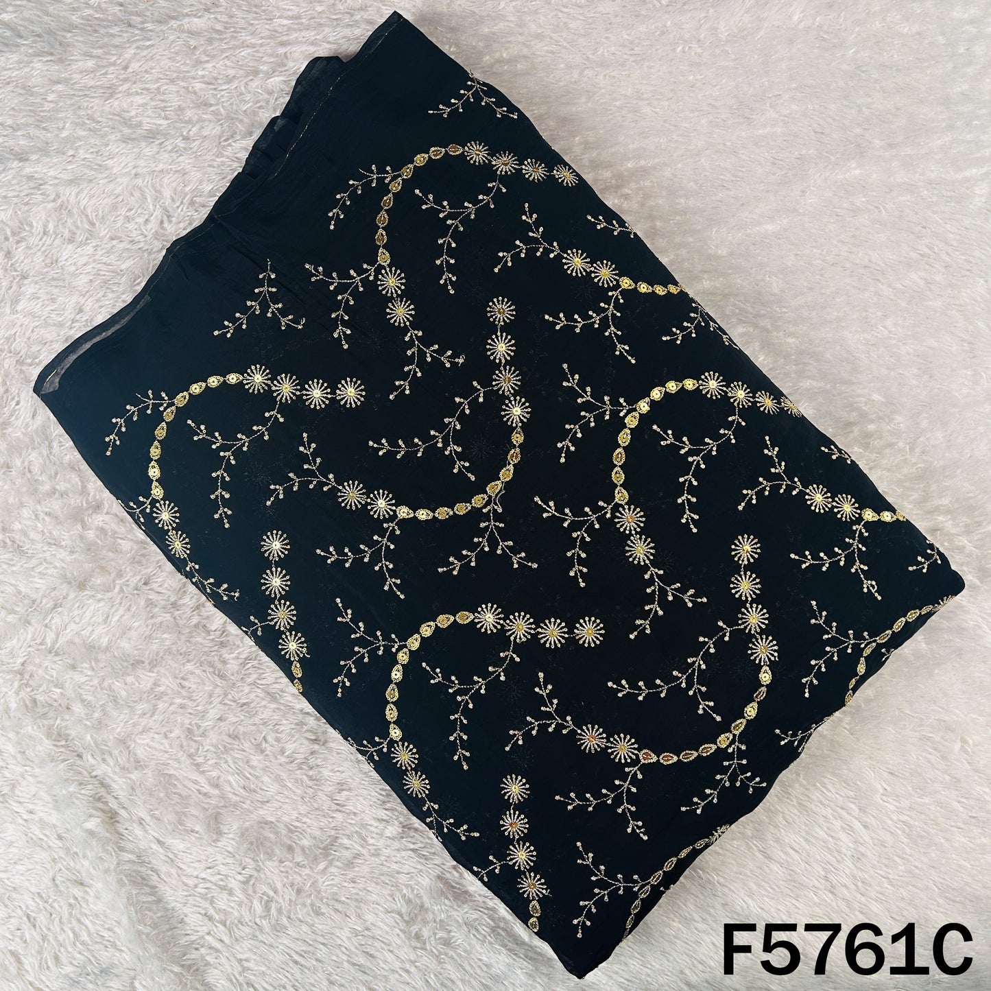 Zari Sequins Embroidered Organza Fabric - F5761