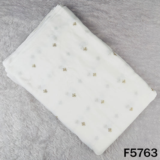Dyeable Zari Sequins Work Chinnon Chiffon Fabric - F5763