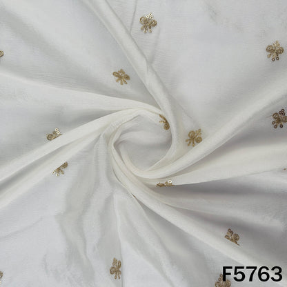 Dyeable Zari Sequins Work Chinnon Chiffon Fabric - F5763