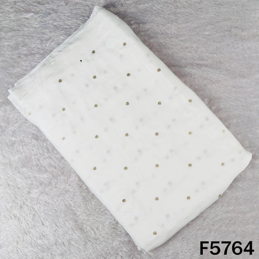 Dyeable Zari Sequins Work Chinnon Chiffon Fabric - F5764