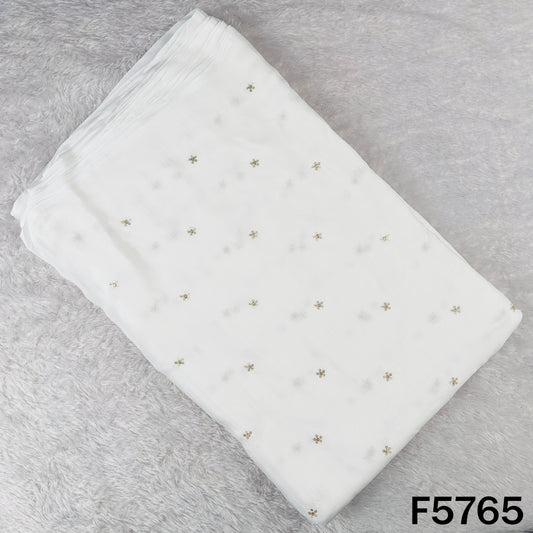 Dyeable Zari Sequins Work Chinnon Chiffon Fabric - F5765