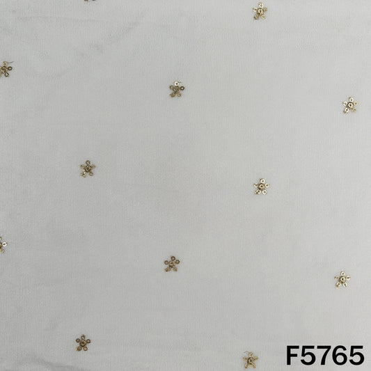 Dyeable Zari Sequins Work Chinnon Chiffon Fabric - F5765