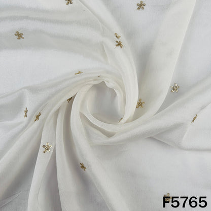 Dyeable Zari Sequins Work Chinnon Chiffon Fabric - F5765