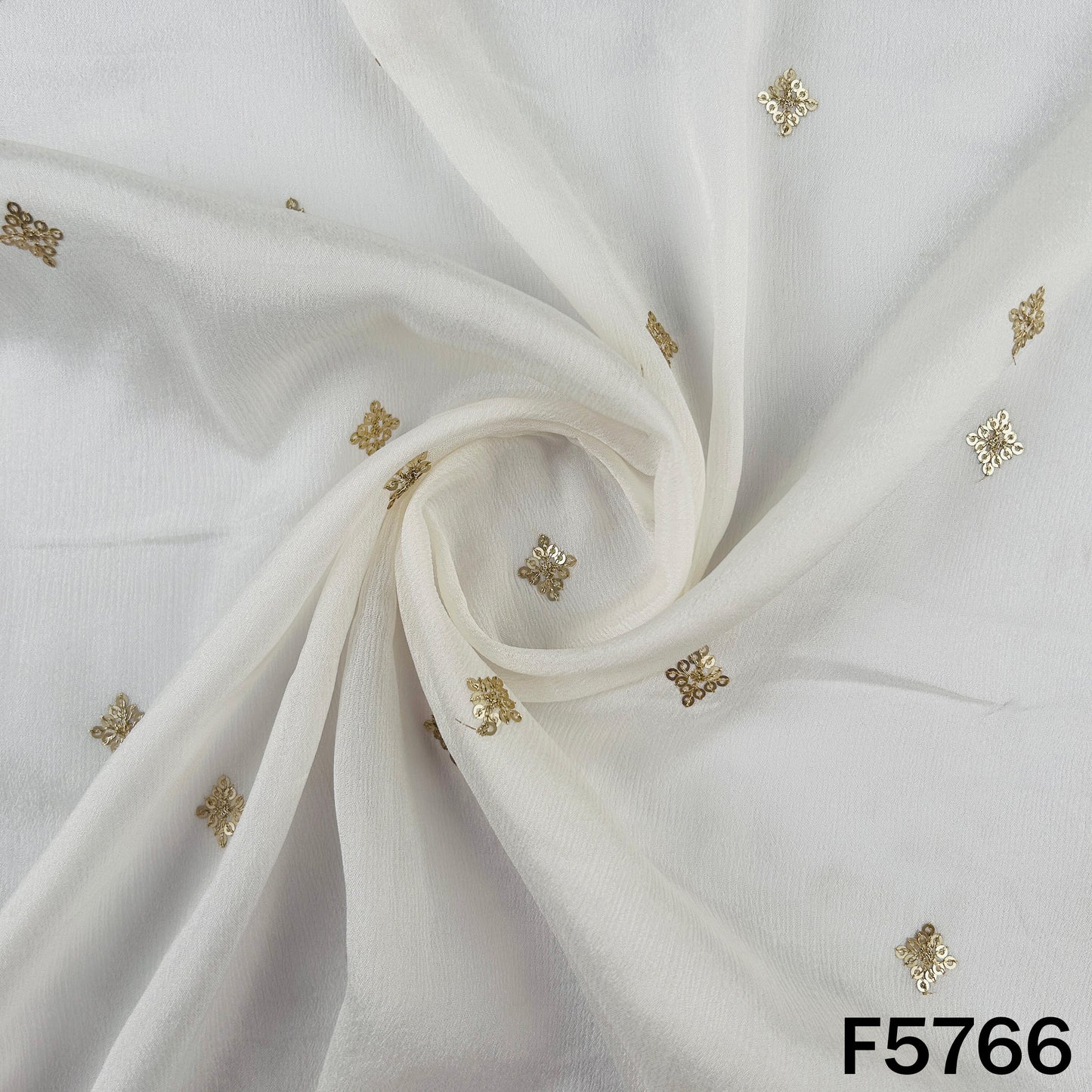 Dyeable Zari Sequins Work Chinnon Chiffon Fabric - F5766