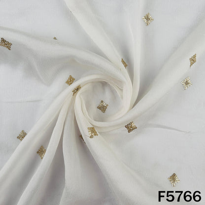 Dyeable Zari Sequins Work Chinnon Chiffon Fabric - F5766