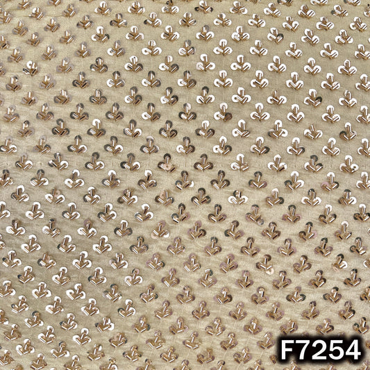 Dyeable Cut Dana Sequins Embroidered Shimmer Tissue Fabric - F7254
