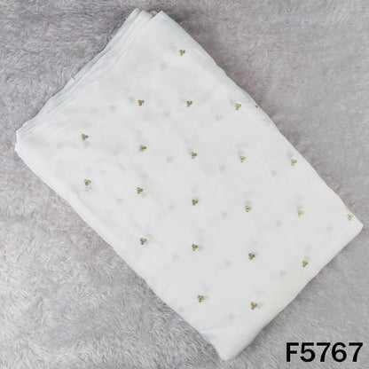 Dyeable Zari Sequins Work Chinnon Chiffon Fabric - F5767