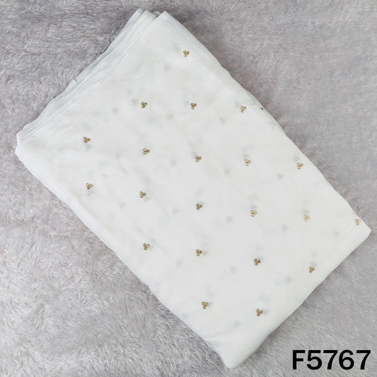 Dyeable Zari Sequins Work Chinnon Chiffon Fabric - F5767